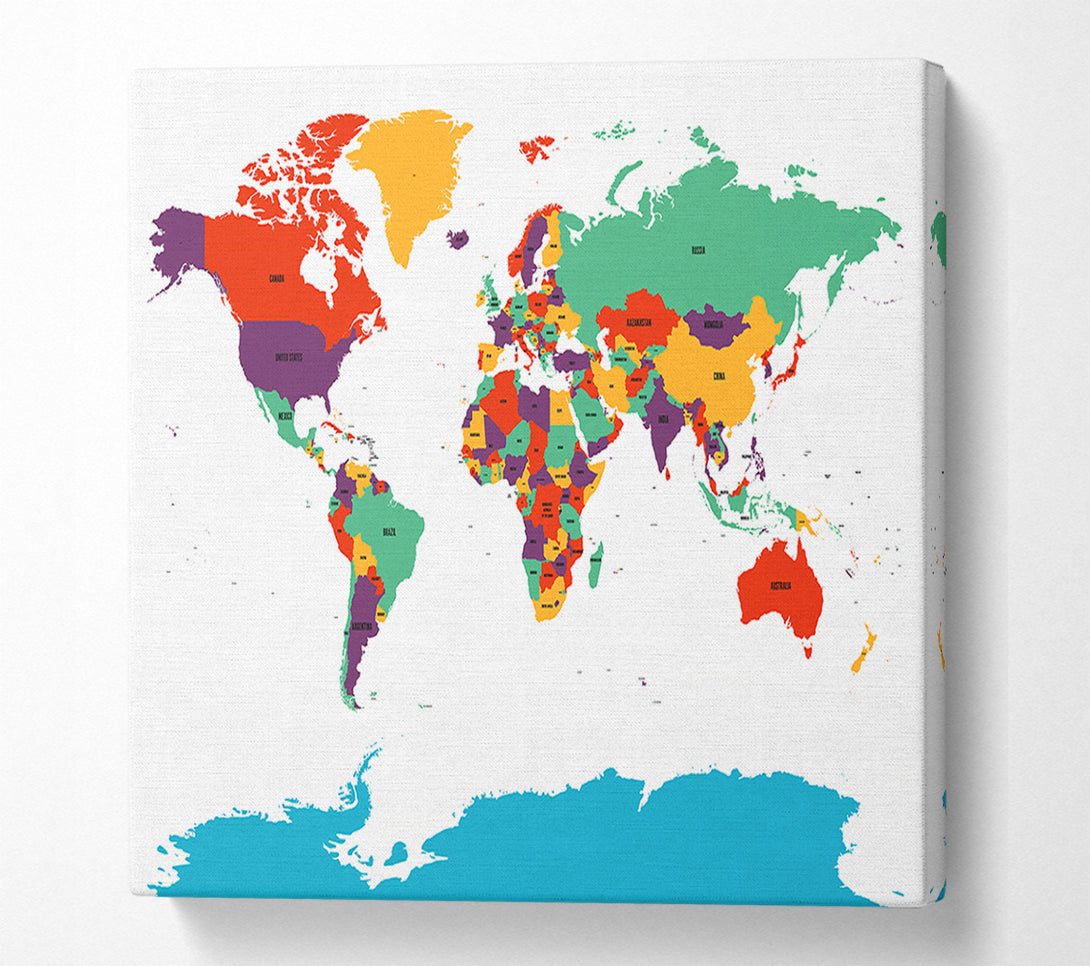  A Canvas Print of Map Of The World 11 Canvas Wall Art