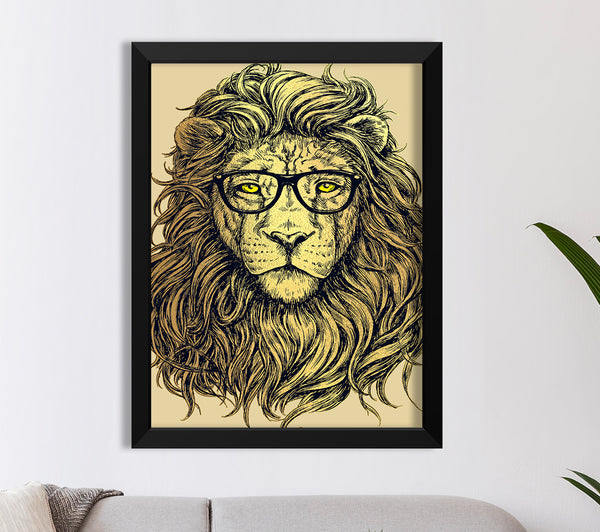 Lion With Glasses Gold Foil Print