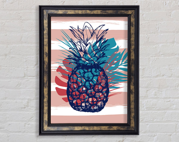 Pop Art Pineapple Palm Leaves Framed Print