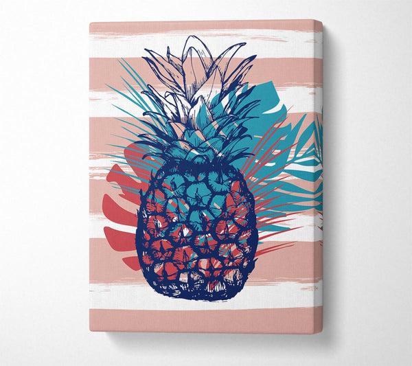  A Canvas Print of Pop Art Pineapple Palm Leaves Canvas Art