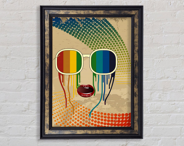 Rainbow Retro Shades Framed Print