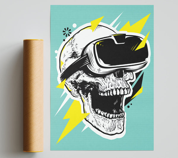 Video Game Shocked Skull Poster