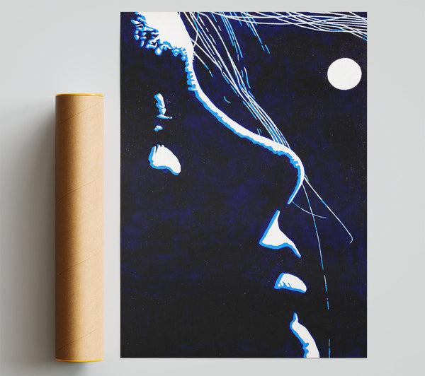 Woman By The Moonlit Night Print