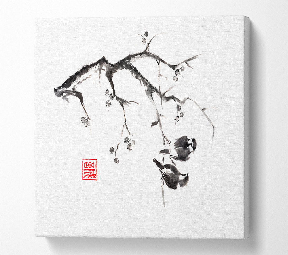  A Canvas Print of Chinese Birds In The Branch Canvas Art