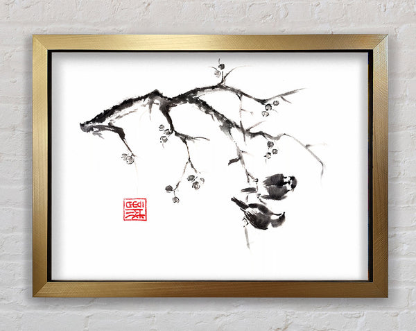 Chinese Birds In The Branch Framed Print