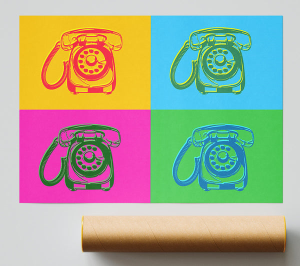 Pop Art Retro Telephones Poster