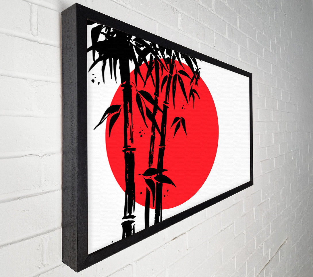  A Canvas Print of Black Bamboo In The Red Sun Canvas Art