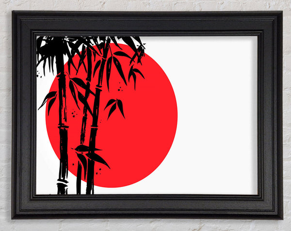 Black Bamboo In The Red Sun Framed Print