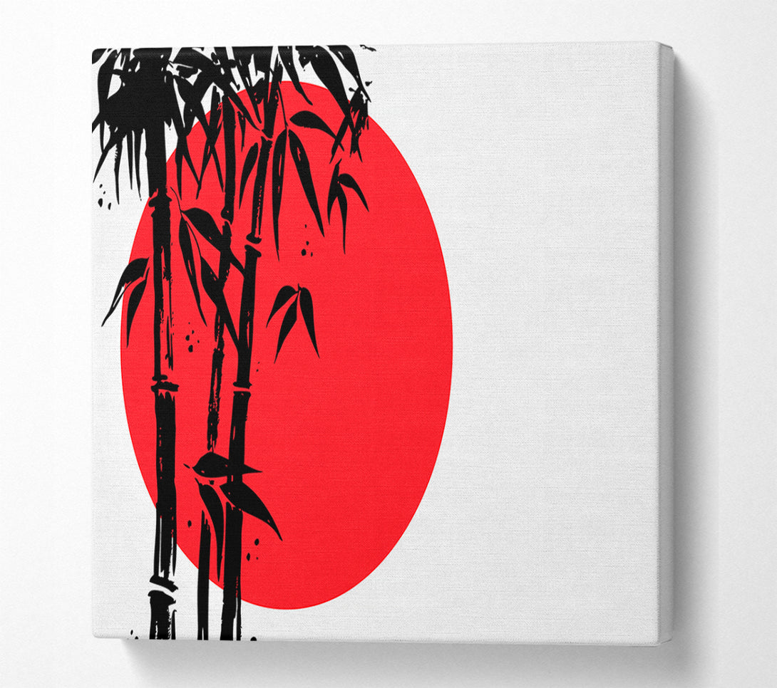  A Canvas Print of Black Bamboo In The Red Sun Canvas Art