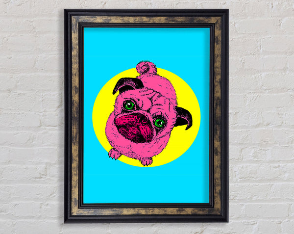 Pug Dog Pink Framed Print