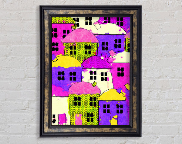 Colourful Town Houses Framed Print