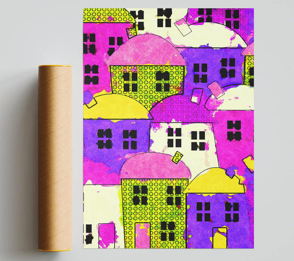 Colourful Town Houses Print