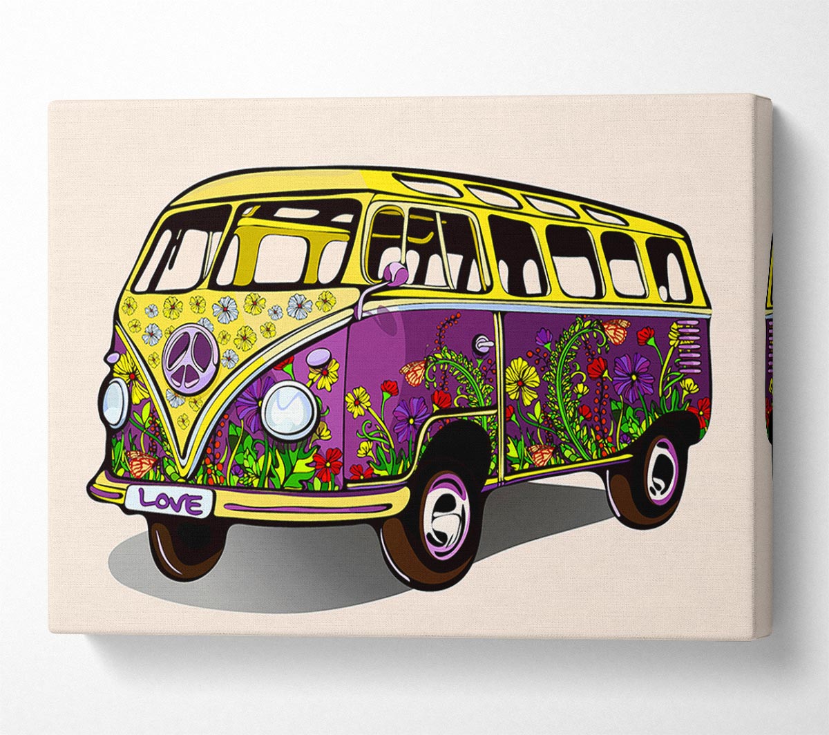 Flower Power VW Camper Van Canvas Wall Art