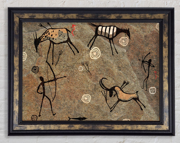 Cave Man Paintings Framed Print