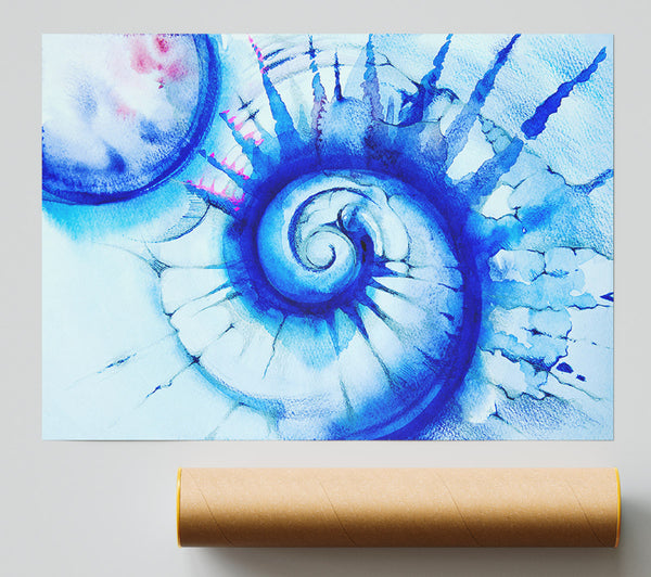 Blue Spiral Shell Giclee Print