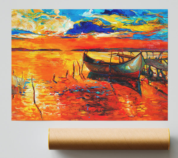 Fire Orange Waters Poster