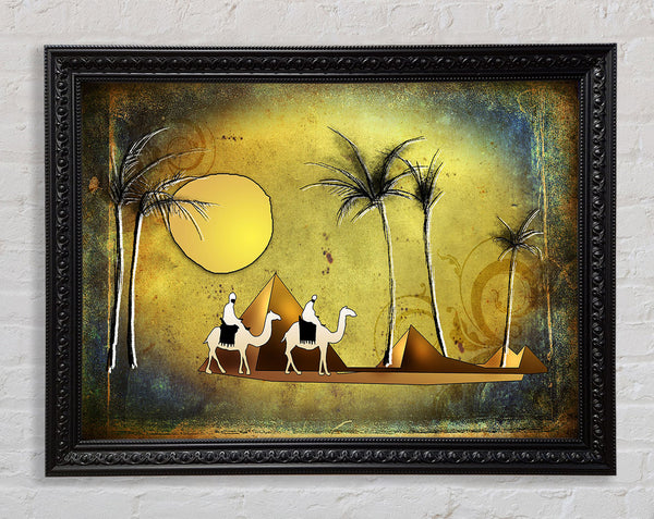 Camel Ride Through The Egyptian Desert Framed Print