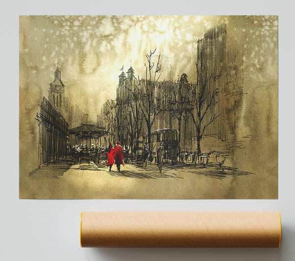 Golden City Walk Poster