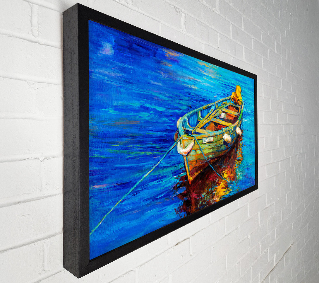  A Canvas Print of Rowing Boat Blues Canvas Wall Art