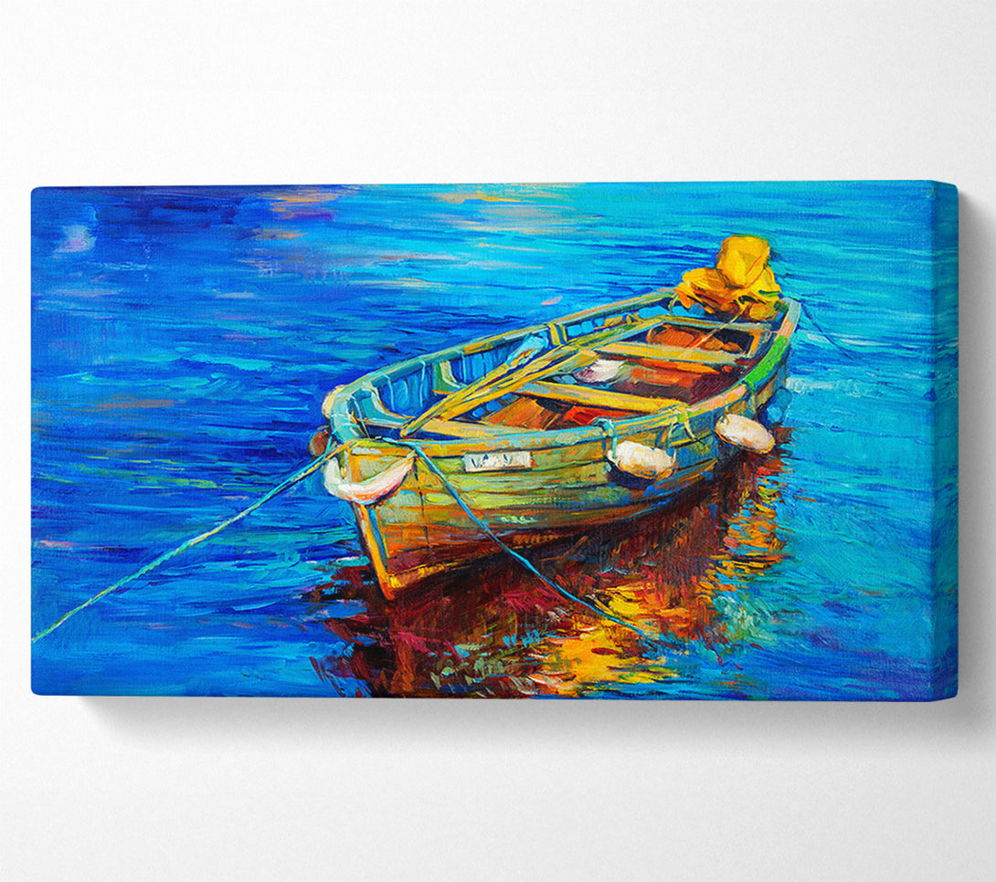  A Canvas Print of Rowing Boat Blues Canvas Wall Art