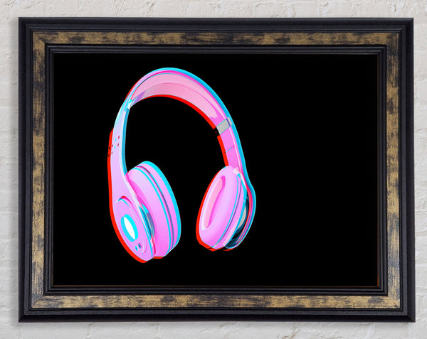 Funky Pink Headphones Framed Print