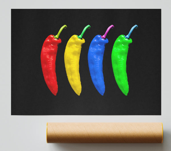 Vivid Chilis Poster
