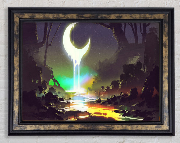 Lava Moon Melting Into The River Framed Print