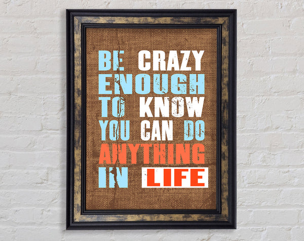 Be Crazy Enough To Know Framed Print