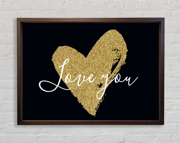 Love You Gold Heart Framed Print