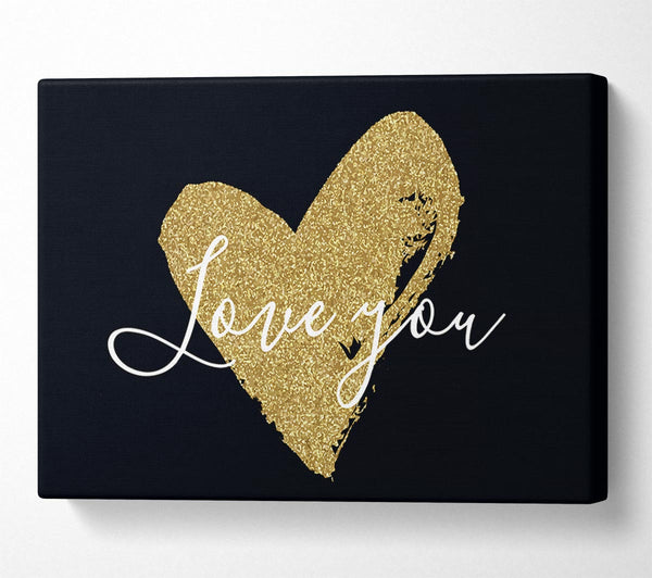  A Canvas Print of Love You Gold Heart Canvas Wall Art