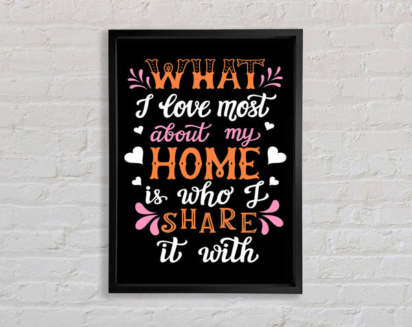 What I Love Most About My Home Framed Print