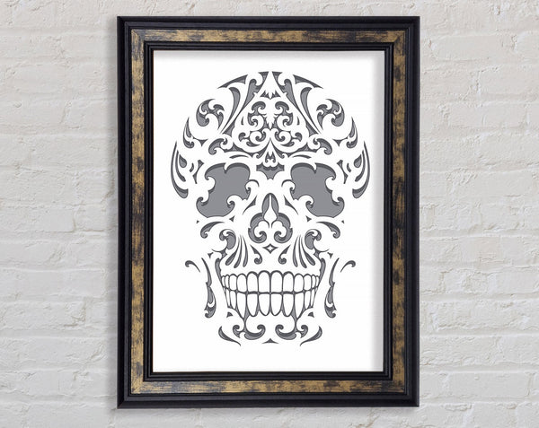 Mexican Grey Skull Framed Print