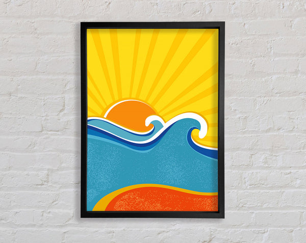 Retro Sun Blaze Framed Print