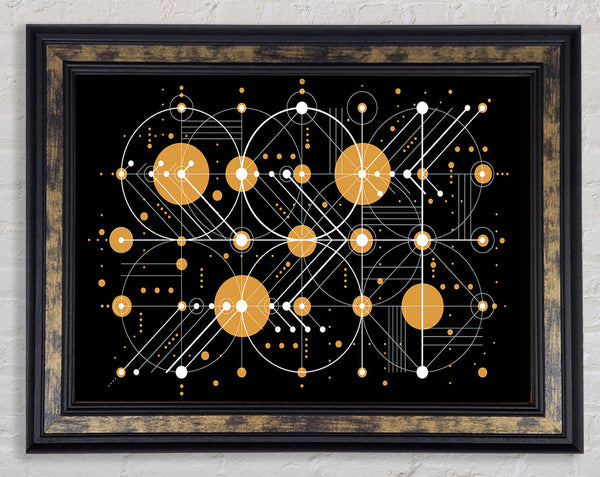 Circles Of Connections Orange Framed Print
