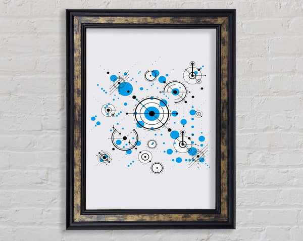 Circles Of Connections Blue Grey Framed Print