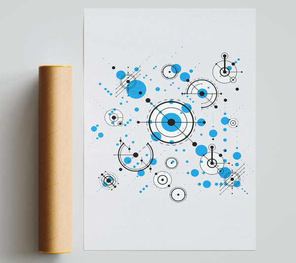 Circles Of Connections Blue Grey Print