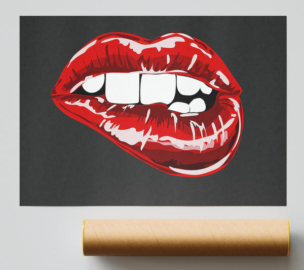 Red Lip Bite Print