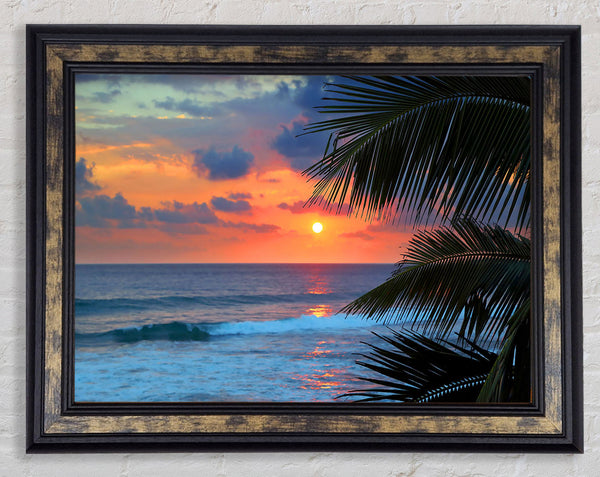 Stunning Blue Ocean Sunset Framed Print