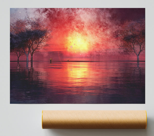 Fire Ocean Sunset Giclee Print
