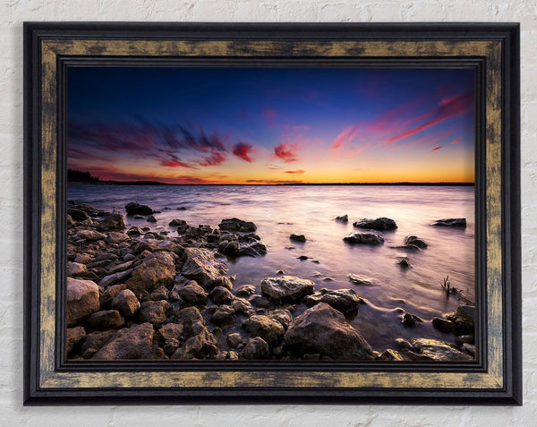 Serene Ocean Rocks Framed Print