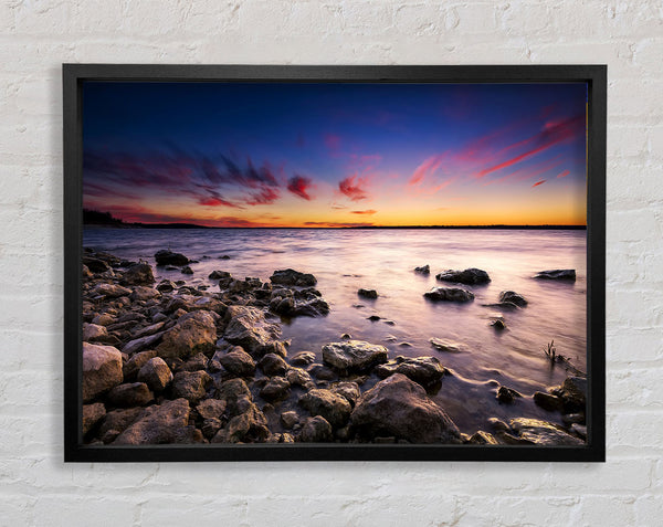 Serene Ocean Rocks Framed Print
