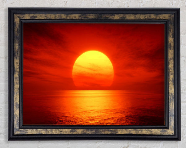 Red Ocean Glow Framed Print