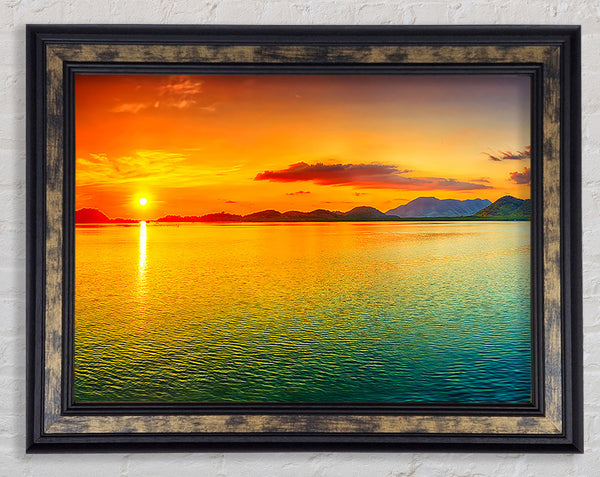 Pinpoint Ocean Sun Framed Print