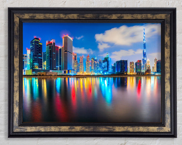 Colourful City At Night Framed Print