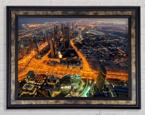 Golden Roads Through The City Framed Print