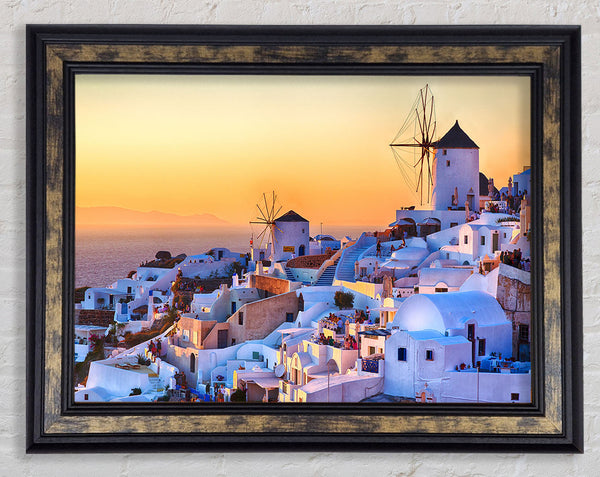 Sunset In Santorini Framed Print