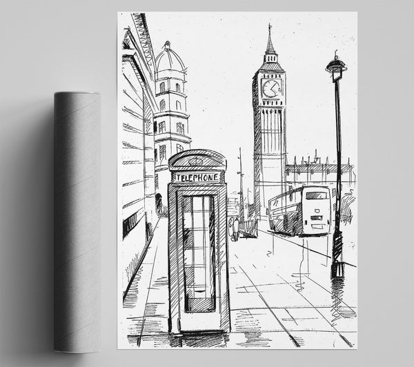 London Street Outline 3 Print