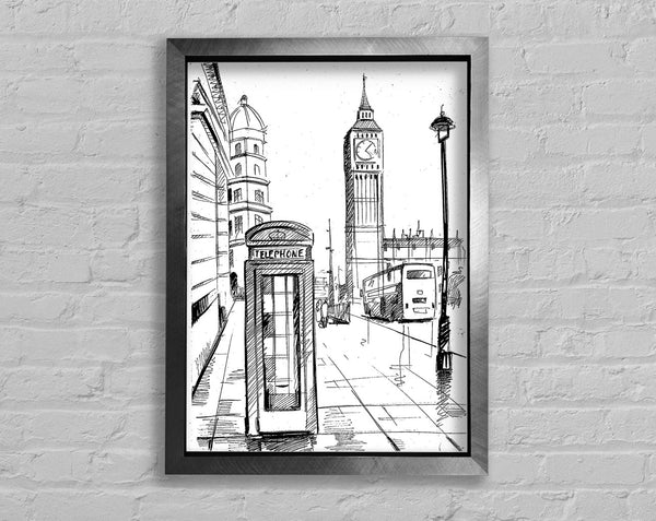 London Street Outline 3 Framed Print