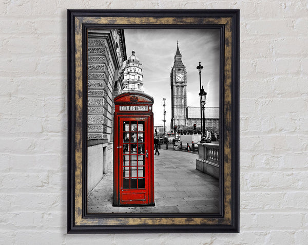 Red Phone Box Near Big Ben Framed Print