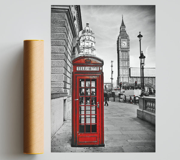 Red Phone Box Near Big Ben Print